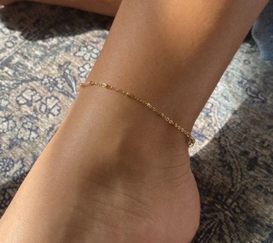 Bead Station Anklet | Gold and Sterling Silver Anklet